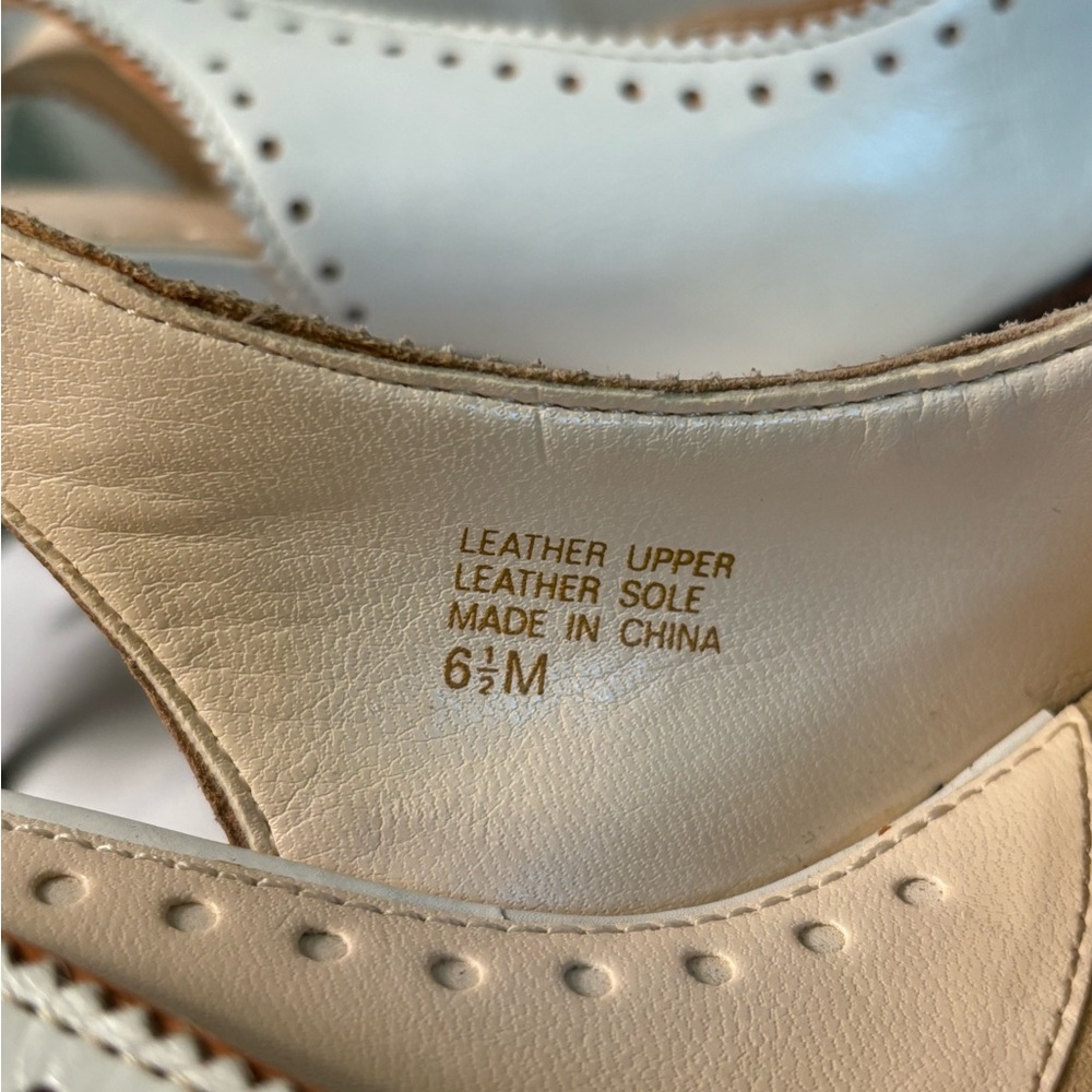Classic Tan and White wing tipped heels by Circa Joan and David - Picture 9 of 11